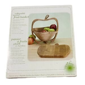 Collapsible Bamboo Fruit Basket Folding Bowl & Trivet Hot Plate